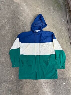 Vintage GAP Ski Team Jacket Small Blue Green Colorblock Hooded